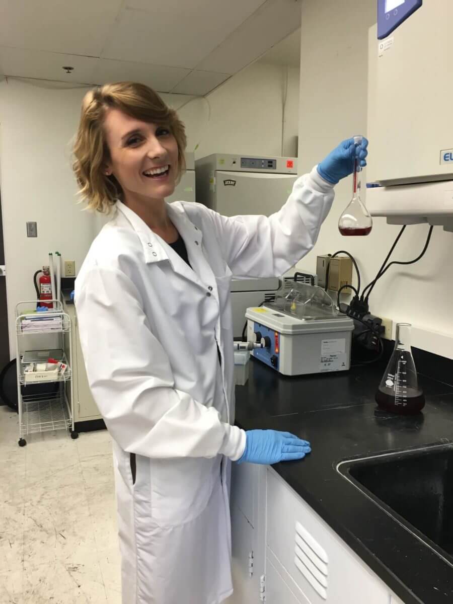 USC Viterbi School of Engineering Ph.D. student Samantha McBirney's research focuses on better detection methods for two superbugs in catheter-related bloodstream infections. Photo courtesy of USC Viterbi Armani Research Lab