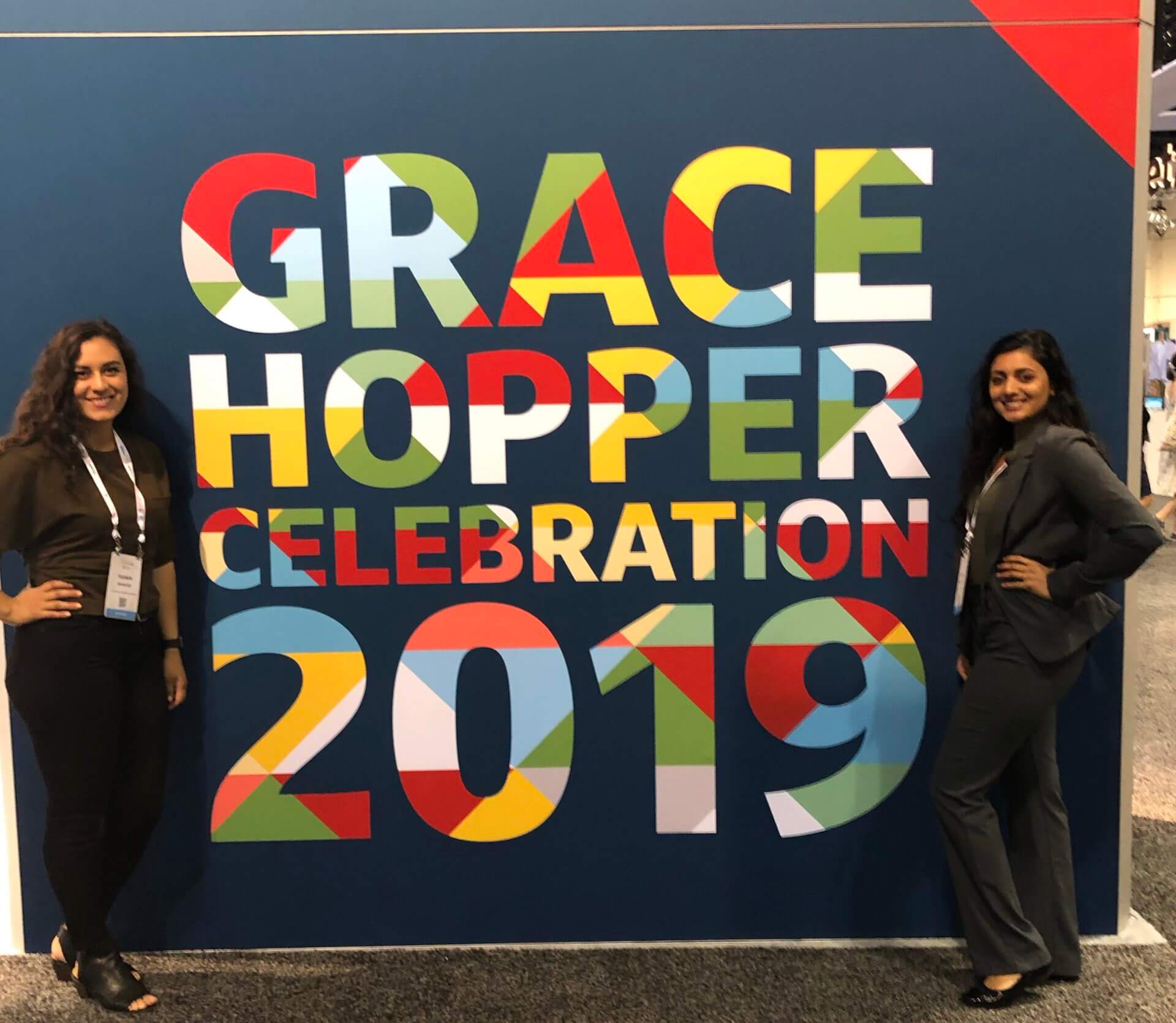 Yasmin Marquez (left) and Alisha Nagarkar (right) attend the Grace Hopper Celebration. 
