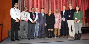 USC ISI's Yigal Arens (fourth from left) and Yolanda Gil (fifth from right) at AAAI 2020
