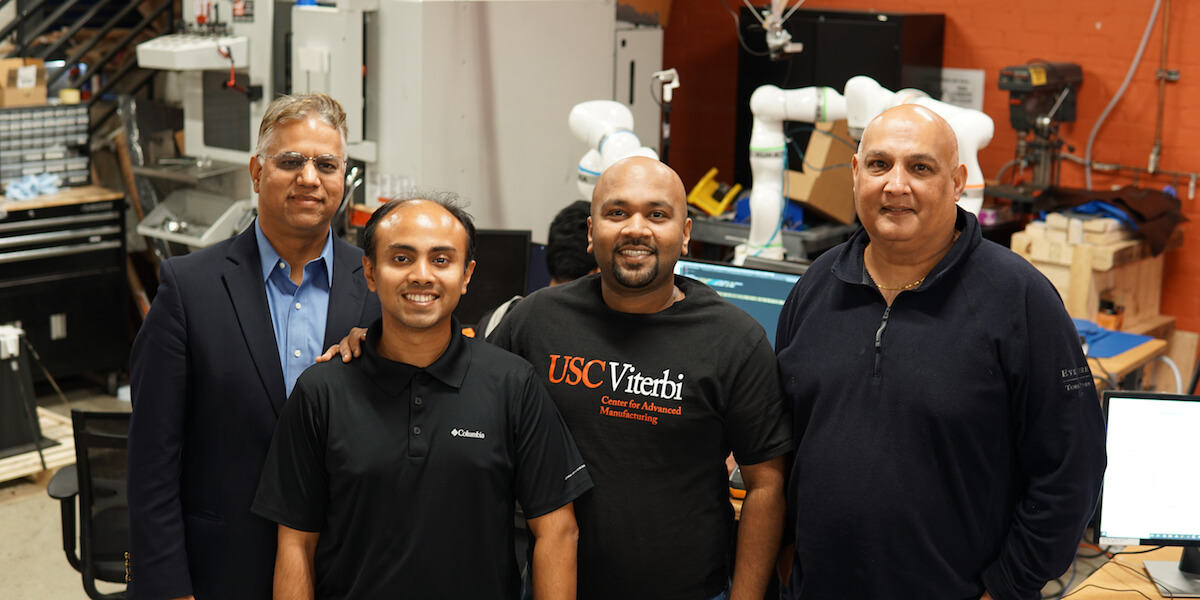 (Left to right) GrayMatter Robotics Inc. co-founders Satyandra K. Gupta, Ariyan Kabir, Brual Shah, and Sangam Pant (Photo/Courtesy of Brual Shah)