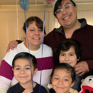 Alexander Reyes (left) and with his family: his wife Marcella and kids clockwise Daniel, Jonathan and Isaac. Photos/Alexander Reyes.
