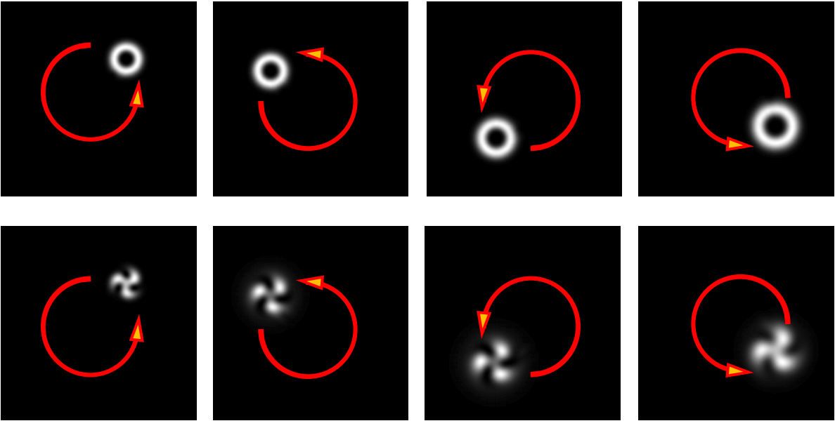 This series of images shows rotating-revolving beams in near-field from the team's recently published paper in Nature Communications. (PHOTO CREDIT: Zhe Zhao)