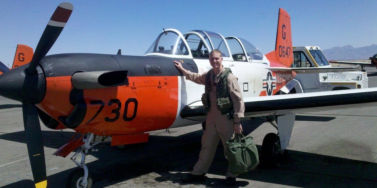 U.S. Air Force officer, Captain Edward Proulx after his first acrobatic solo in flight school. (Photo/Courtesy of Edward Proulx)