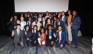 Brown pictured with members of the National Society of Black Engineers (NSBE). PHOTO/RILEY JONES.