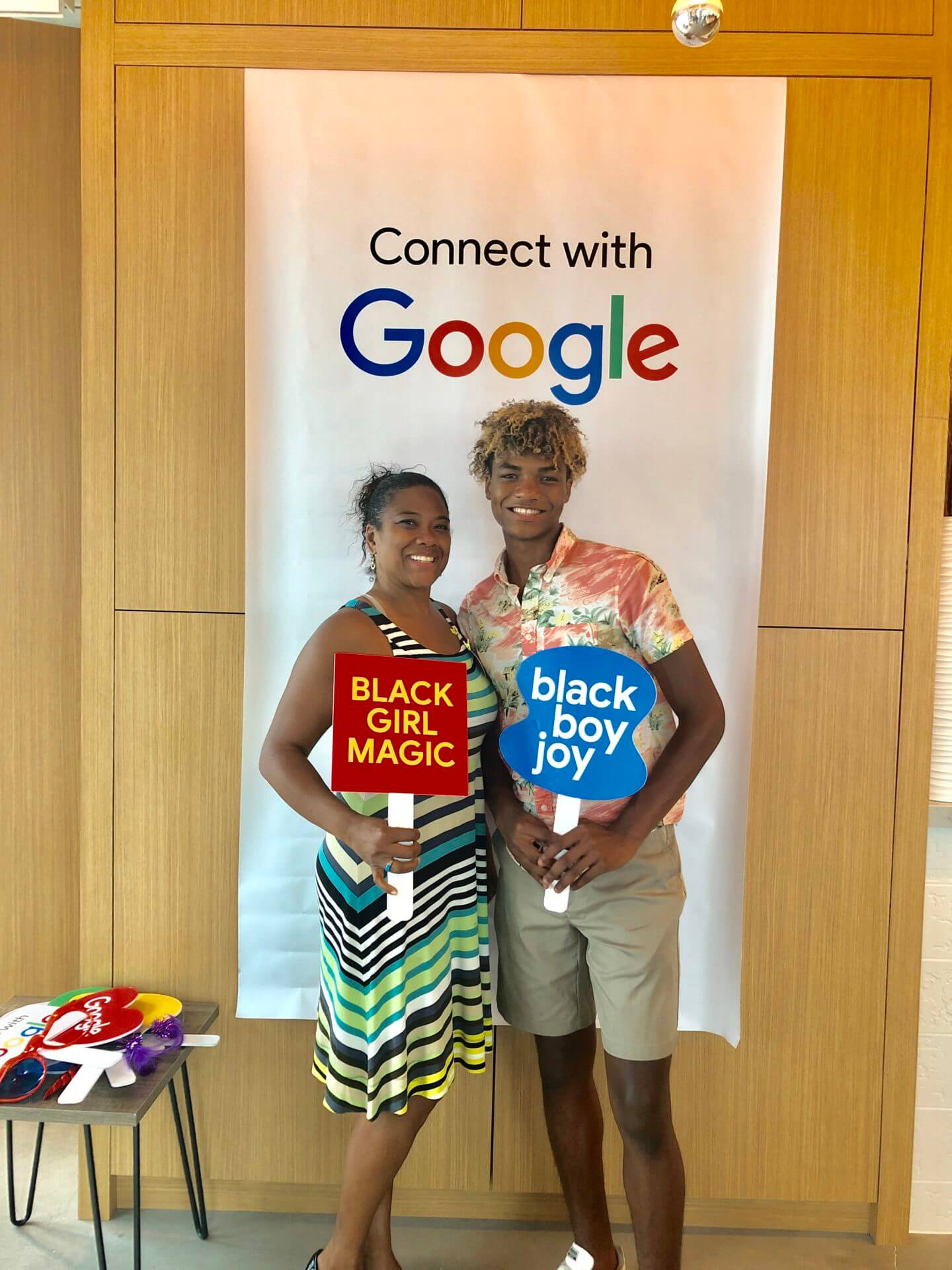 Devin Martin and his mom, Dr. Crystal Martin, at Google's Office in Downtown Detroit, Michigan. Photo/Devin Martin.