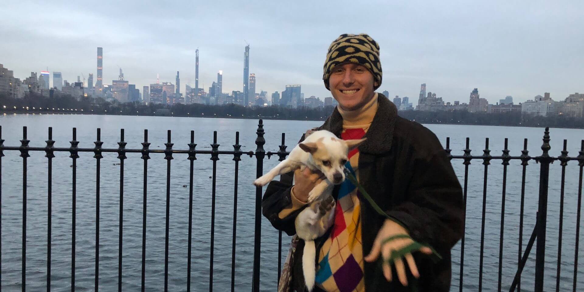 USC Viterbi Student Justin Totaro with his dog.