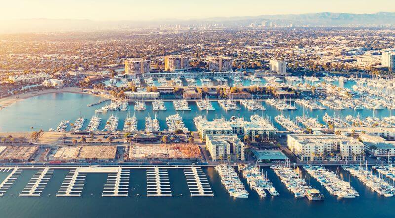 A photo of the marina at Marina del Rey, California.