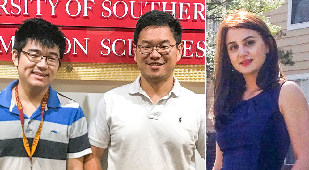 A photo of ISI Director's Interns, 2017, Chenyou Fan (left, pictured with ISI computer scientist Fae Xiong) from Indiana University and Katayoun Neshatpour from George Mason University.