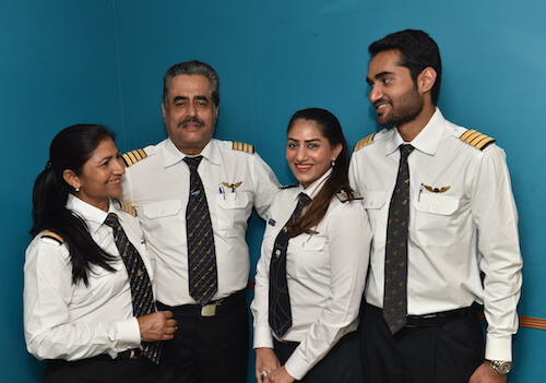 Every member of Nivedita Bhasin's immediate family is a pilot: (Left to right) Nivedita Bhasin; Husband Rohit Bhasin; Daughter Niharika Bhasin; and son Rohan Bhasin. (Photo/Courtesy of Nivedita Bhasin)