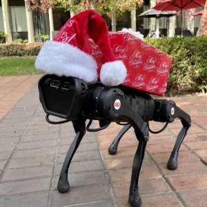 four-legged robot carrying holiday packages