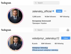 Zelenskyy Impersonation accounts