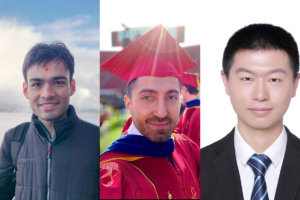 This year’s nominees for best USC Viterbi Ph.D. dissertation award (the William Ballhaus Prize): Dhruv Patel, Ali Marjaninejad (winner) and Yang Xu.