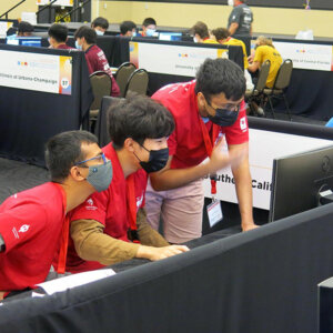 Viterbi students Jeel Tejaskumar Vaishnav, Kangmin Tan and Adhyyan Sekhsaria compete with other American colleges at the International Collegiate Programming Contest.