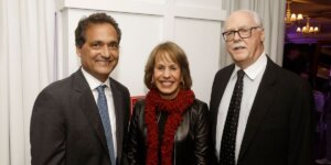 Epstein Department Chair Maged Dessouky, USC President Carol L. Folt and Daniel J. Epstein.