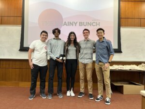 The five team members of the winning team The Brainy Bunch