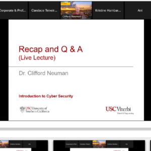 Synchronous live session of Introduction of Cyber Security module by Professor Clifford Neuman