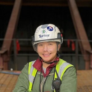 Nhu Nguyen at the Ginsburg Hall construction site