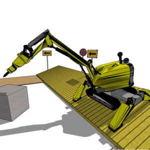 Demolition robot on a construction site