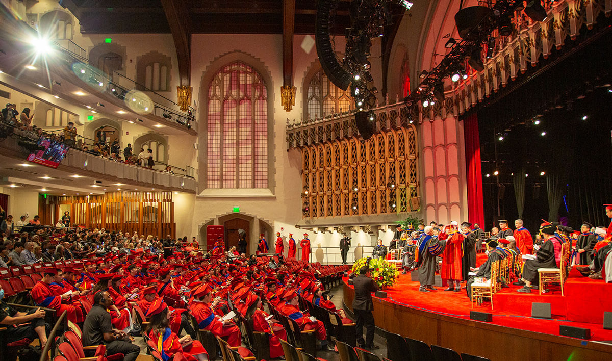 The 2023 USC Viterbi Ph.D. Hooding and Awards ceremony at Bovard Auditorium.