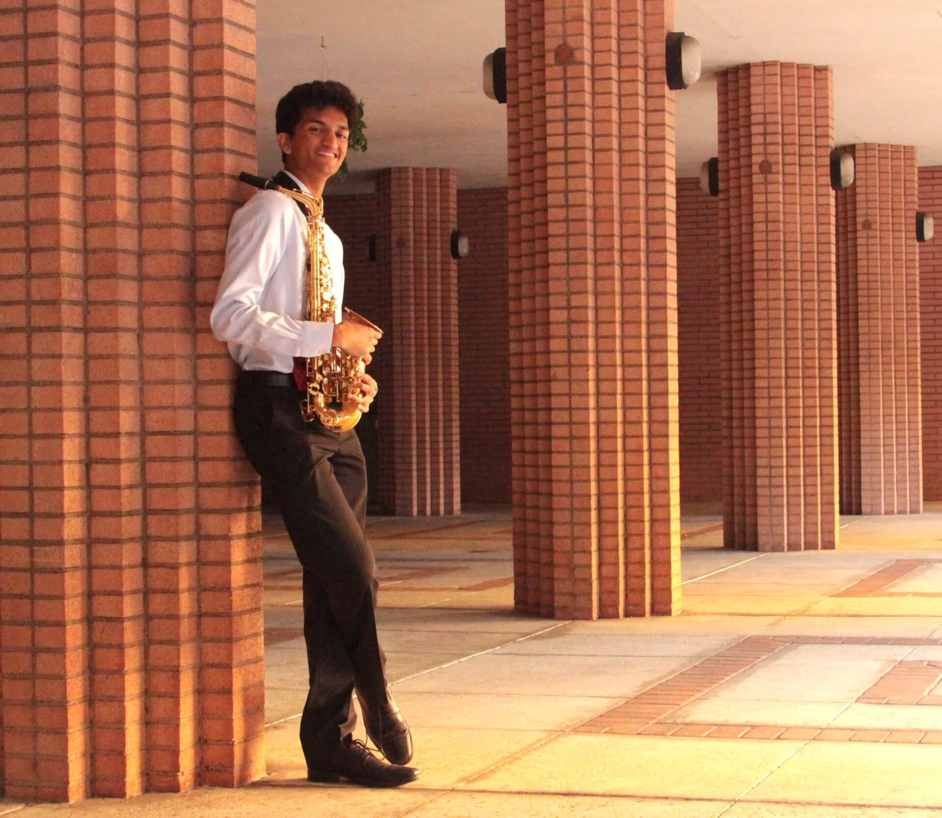 Sridhara plays the classical saxophone and completed a minor in music. Image/Ryan Alimento.