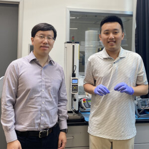 Professor Hangbo Zhao and the paper’s first author, Xinghao Huang, PhD candidate in Mechanical Engineering