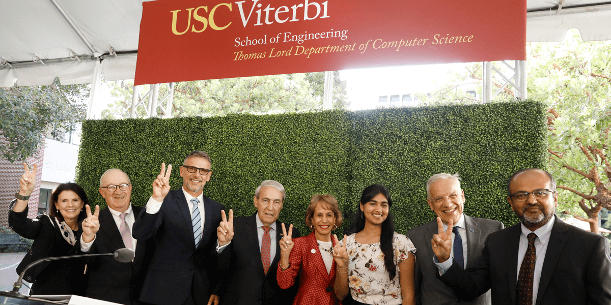 "A seminal moment for USC." The USC community celebrated the official unveiling of the Thomas Lord Department of Computer Science on Friday, September 8. Photo/Steve Cohn.