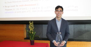 This is an image of Dr. Xudong Chen, an associate professor of electrical and computer engineering at Washington University in St. Louis. He received the A.V. “Bal” Balakrishnan Early Career Award for Excellence in Scientific Research at the USC Viterbi School of Engineering on Oct. 24, 2023 in Los Angeles.