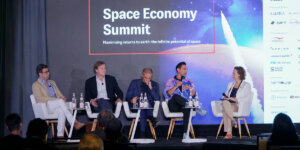 L-R: Andrew Shulkind, senior vice-president of capture and innovation at Sphere Entertainment Co; Will Porteous, partner at RRE Ventures; David Avino, founder of Argotec; Roger Rohatgi global head of design at BP; Andrea Belz, USC Viterbi vice dean of transformative initiatives