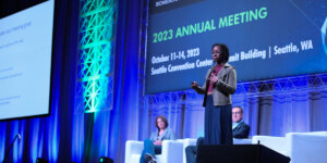 Stacey Finley co-chaired the 2023 BMES Annual Meeting. Image/Victor Ong.
