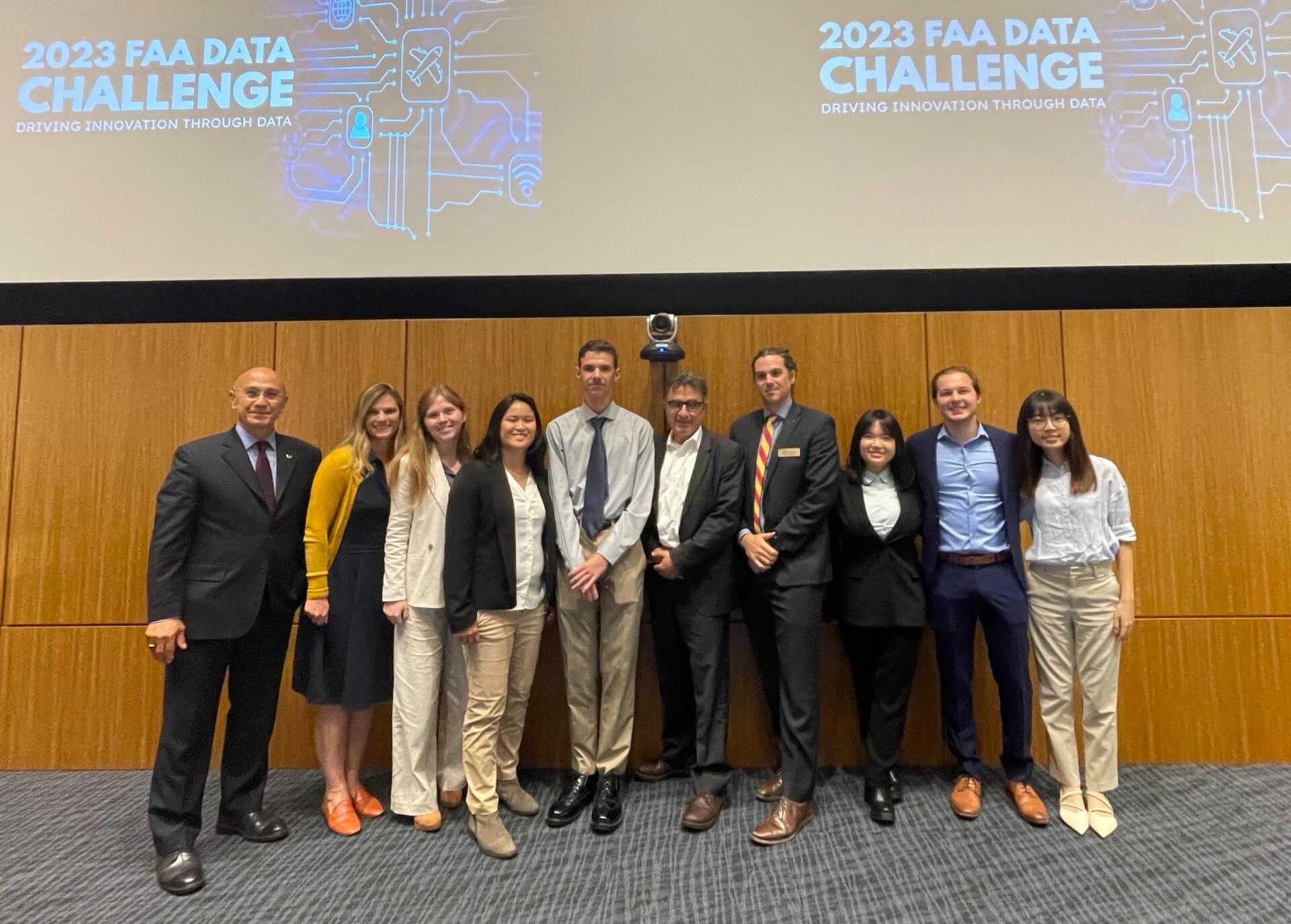 Two USC student teams presented their research at the 2023 FAA Data Challenge in Washington D.C.