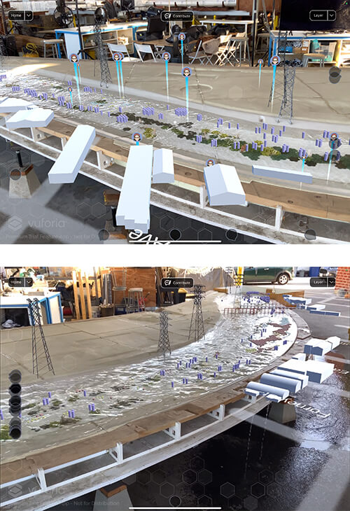 AR overlay of the LA River hydraulic model, developed by a team at USC Cinematic Arts