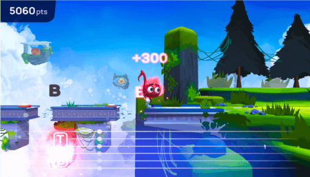 The gameplay follows the character Notey, who moves from one flying island to the next by the player's strumming.