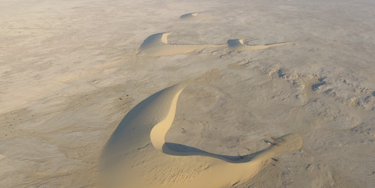 Landscape image of barren, dry desert land in the Middle East