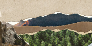 A mountainous landscape, collage