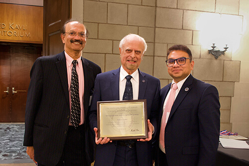 Madni receives Distinguished Career Award in Systems Engineering from the Washington Academy of Sciences, alongside Ram Sriram and Mahesh Mani