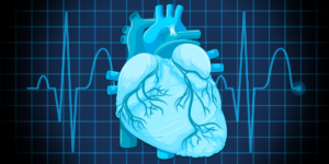 Graphic depicting a heart and ECG signal