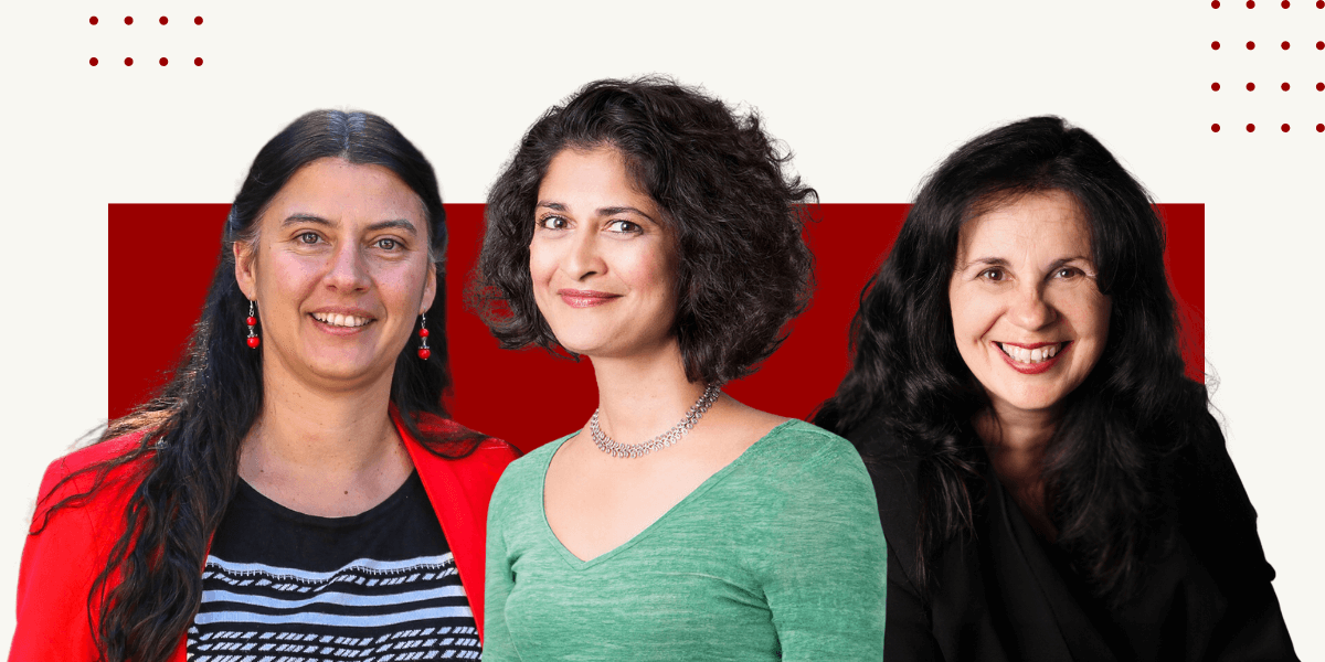 Collage of three USC researchers working on the U.S. National Science Foundation Center for Pandemic Insights: From left, Bistra Dilkina, Urbashi Mitra, and Gisele Ragusa.