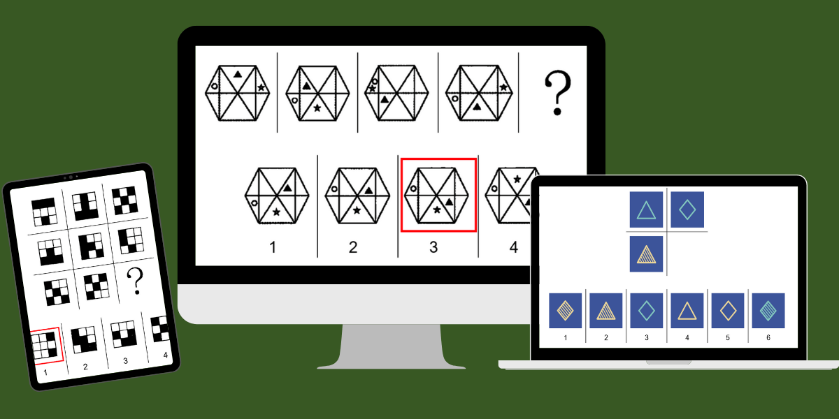 Image of 3 computer screens, each showing a different logic puzzle