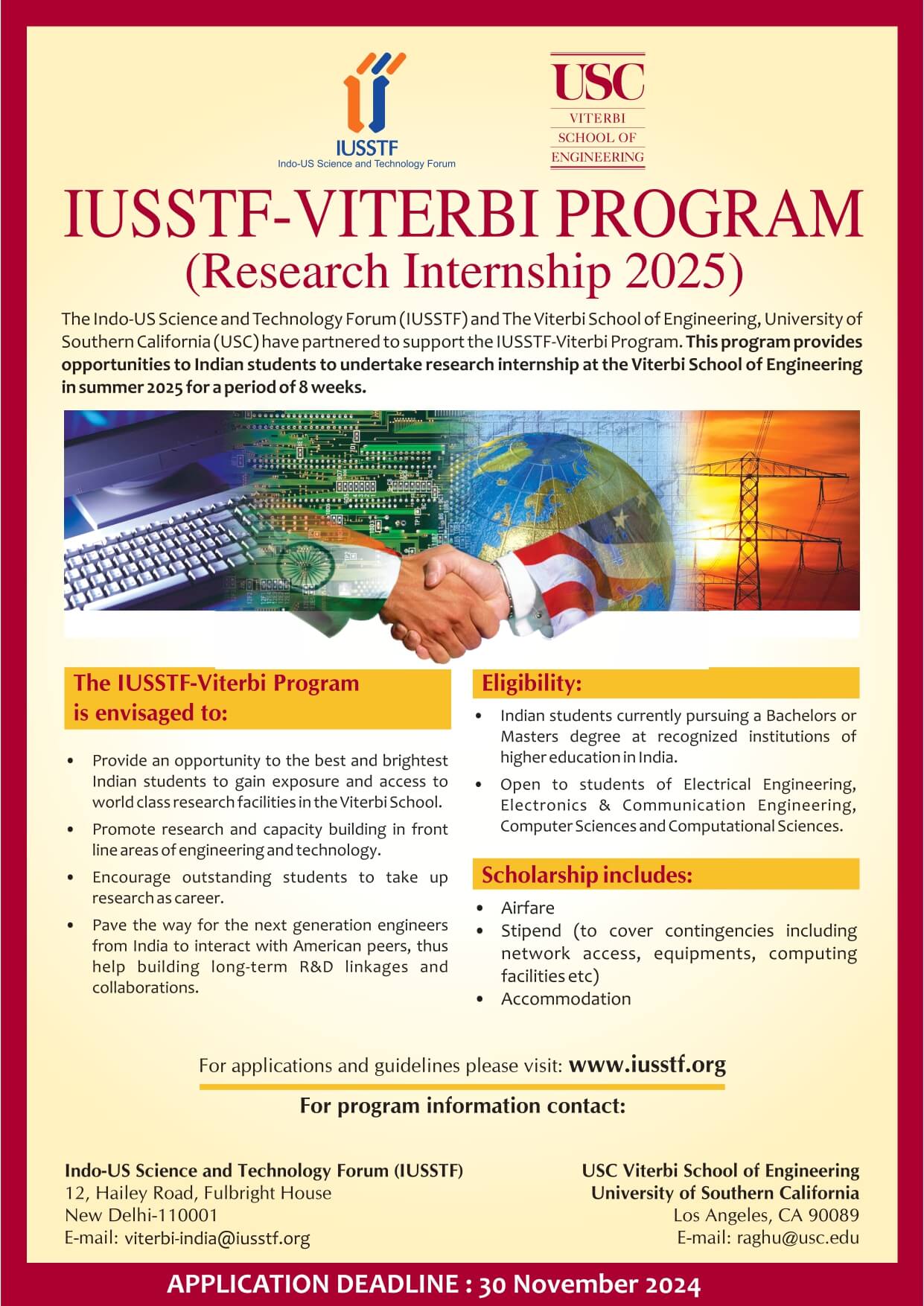 IUSSTF Viterbi Program Research Internship 2025