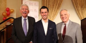 (Left to right) Professor Henry "Hank" Koffman, Jonathan Emami and USC Viterbi Dean Yannis C. Yortsos (Photo/Courtesy of USC Viterbi)