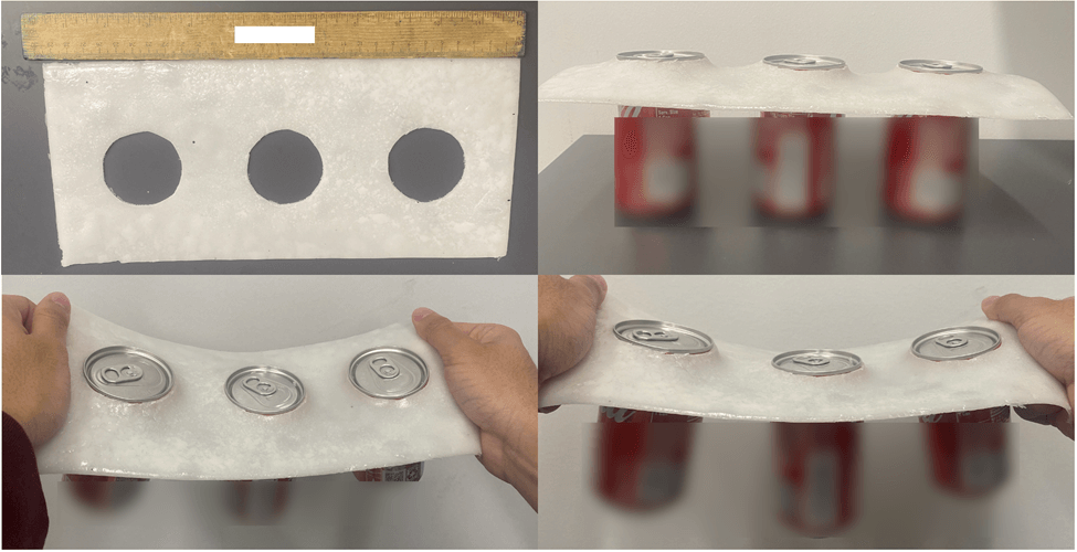 The Chung Lab's biocompatible plastic substitute can be used as a replacement for beverage holder rings. Image/Chung Lab.