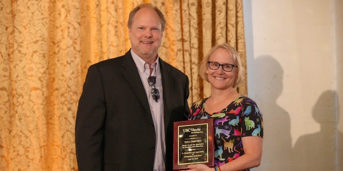 (Left to Right) Erik Johnson, Vice Dean for Academic Programs, and Trina Gregory (Photo/Dani Orlando)