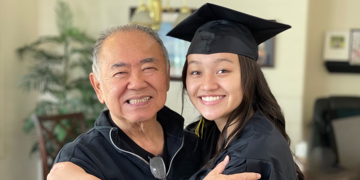 BME graduating senior Lauren Tomita with her grandfather Charles Tomita.