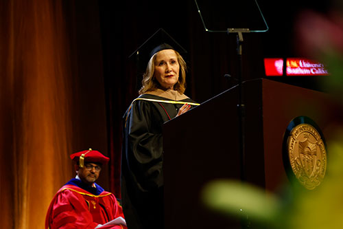 Keynote speaker Azita Martin with Executive Vice Dean Gaurav Sukhatme