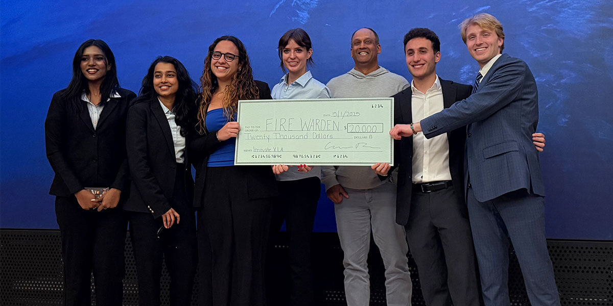 The winning student team, Fire Warden, with Santanu K. Das
