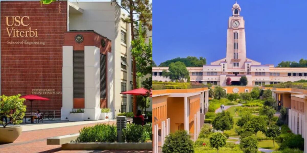 USC Viterbi building on left side, BITS Pilani on right side