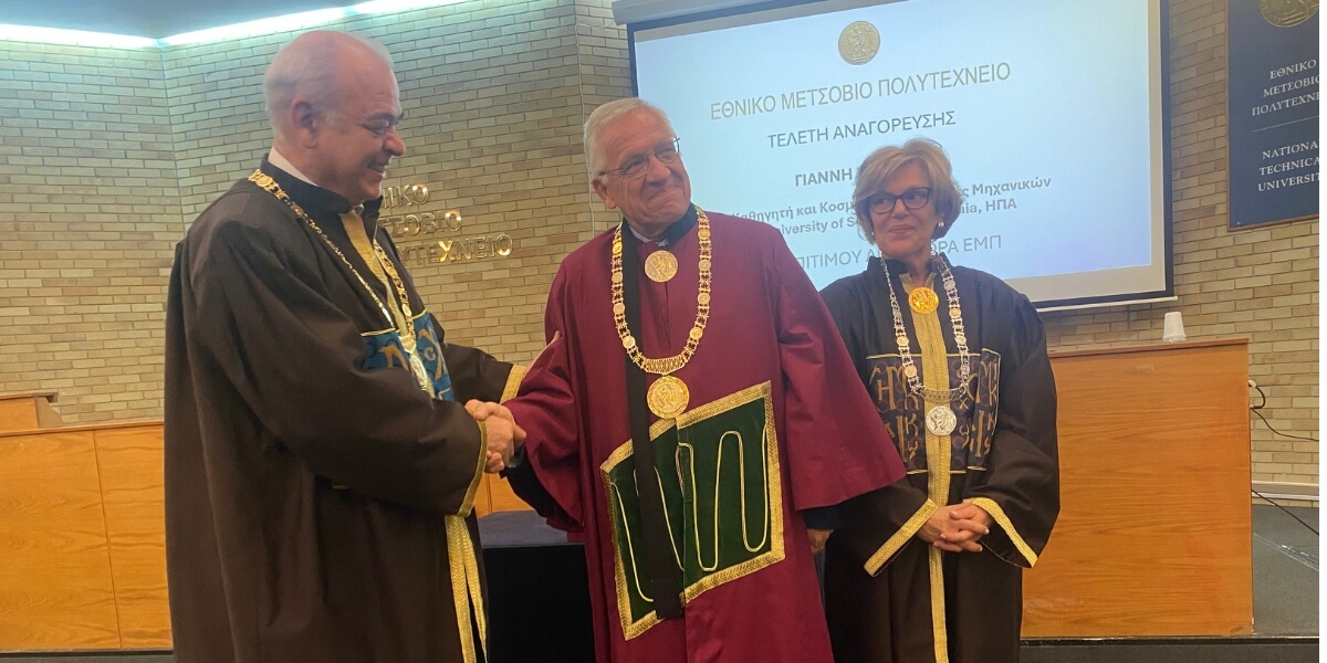 Dean Yortsos is pictured received an honorary doctorate