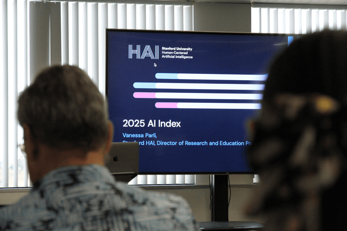 Image of screen with Stanford HAI title slide