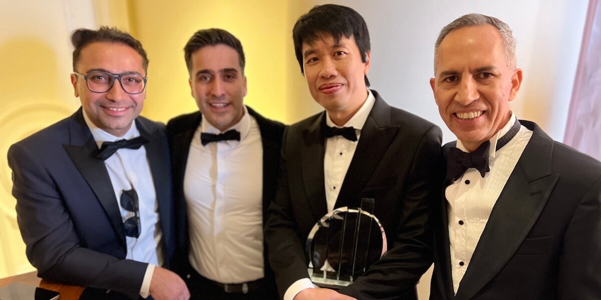 (Left to right) SprintRay cofounder and CPO Hossein Bassir, CEO and cofounder Amir Mansouri, cofounder and CTO Jing Zhang, President Erich Kreidler (Photo/Courtesy of Erich Kreidler)