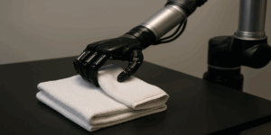 The ReWiND robot hand can self-teach complex tasks to itself, such as folding towels. (Image/ChatGPT)
